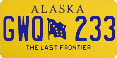 AK license plate GWQ233