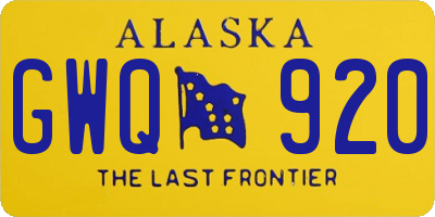 AK license plate GWQ920