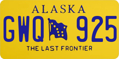 AK license plate GWQ925