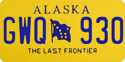 AK license plate GWQ930