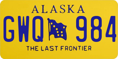 AK license plate GWQ984