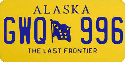 AK license plate GWQ996