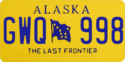 AK license plate GWQ998