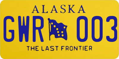 AK license plate GWR003