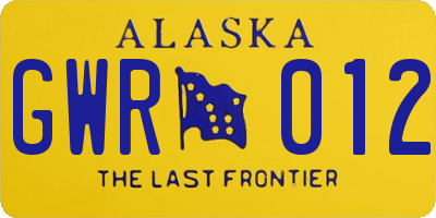 AK license plate GWR012