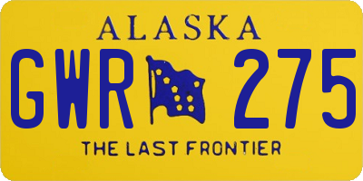 AK license plate GWR275