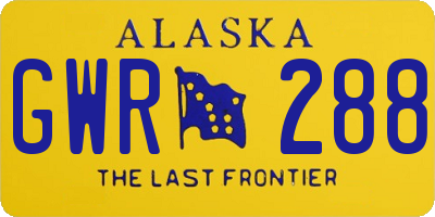 AK license plate GWR288
