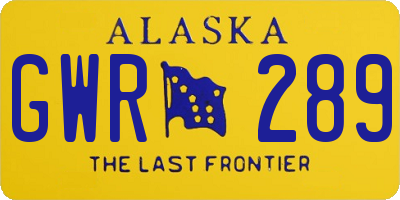 AK license plate GWR289