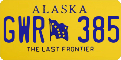 AK license plate GWR385