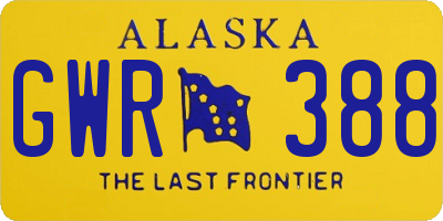 AK license plate GWR388