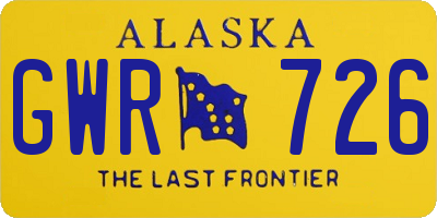 AK license plate GWR726