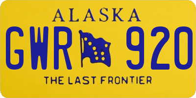 AK license plate GWR920