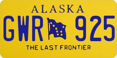 AK license plate GWR925