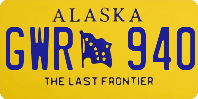 AK license plate GWR940