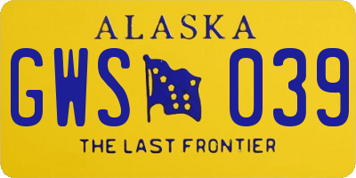AK license plate GWS039