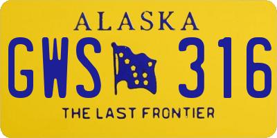AK license plate GWS316