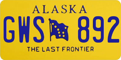 AK license plate GWS892