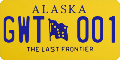 AK license plate GWT001