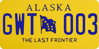 AK license plate GWT003