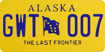 AK license plate GWT007