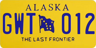 AK license plate GWT012