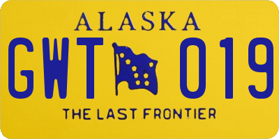AK license plate GWT019