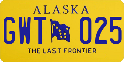 AK license plate GWT025