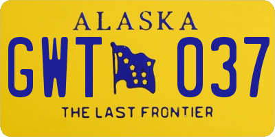 AK license plate GWT037