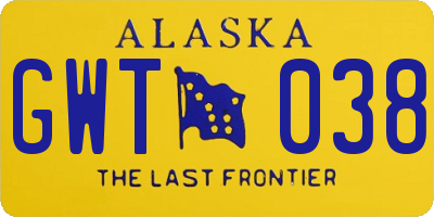 AK license plate GWT038