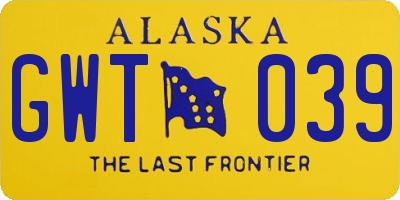 AK license plate GWT039