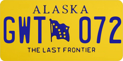 AK license plate GWT072