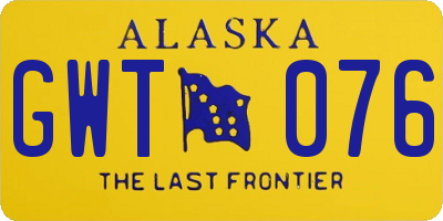 AK license plate GWT076