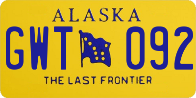 AK license plate GWT092
