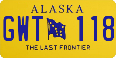 AK license plate GWT118