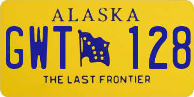 AK license plate GWT128