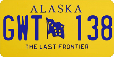 AK license plate GWT138