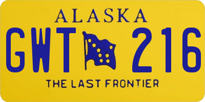 AK license plate GWT216