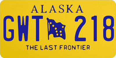 AK license plate GWT218