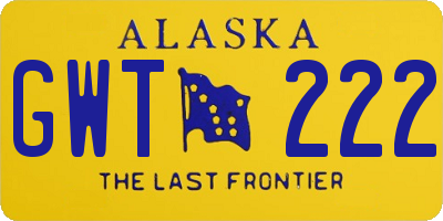 AK license plate GWT222