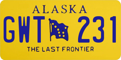 AK license plate GWT231