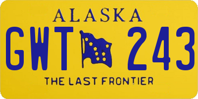AK license plate GWT243