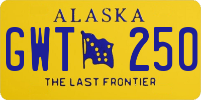 AK license plate GWT250