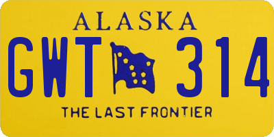 AK license plate GWT314