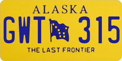 AK license plate GWT315