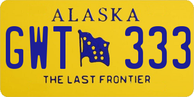 AK license plate GWT333