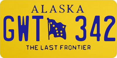 AK license plate GWT342