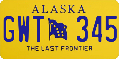AK license plate GWT345