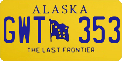 AK license plate GWT353