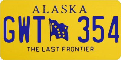 AK license plate GWT354