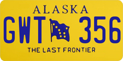 AK license plate GWT356
